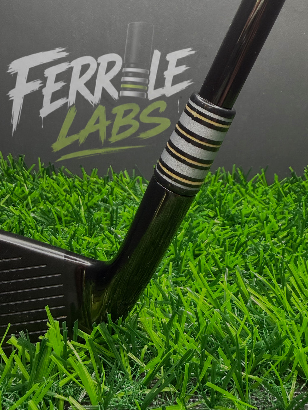 Gilded Steel custom golf ferrule, silver black gold