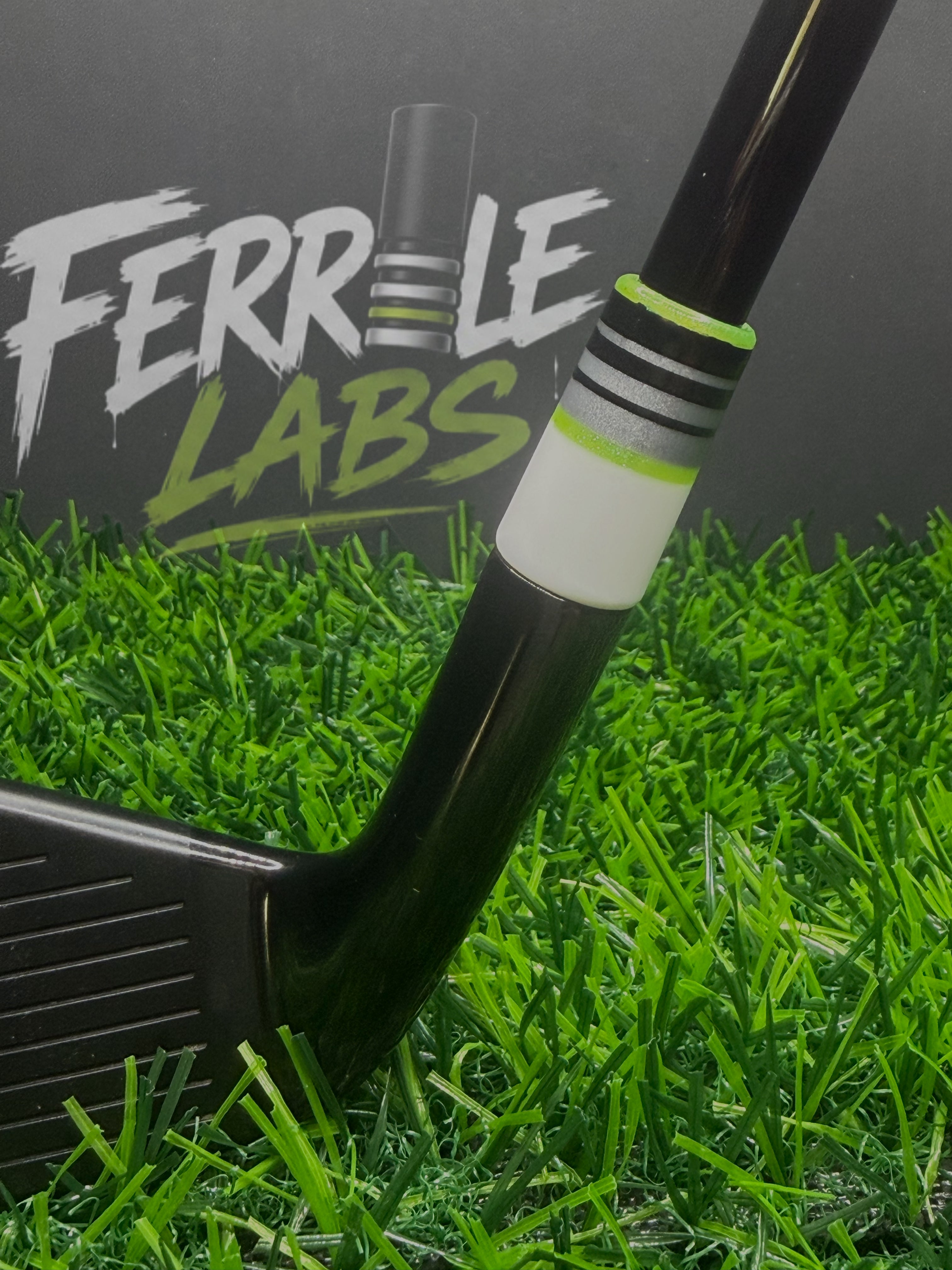 Ghost Circuit custom golf ferrule, white black silver lime green