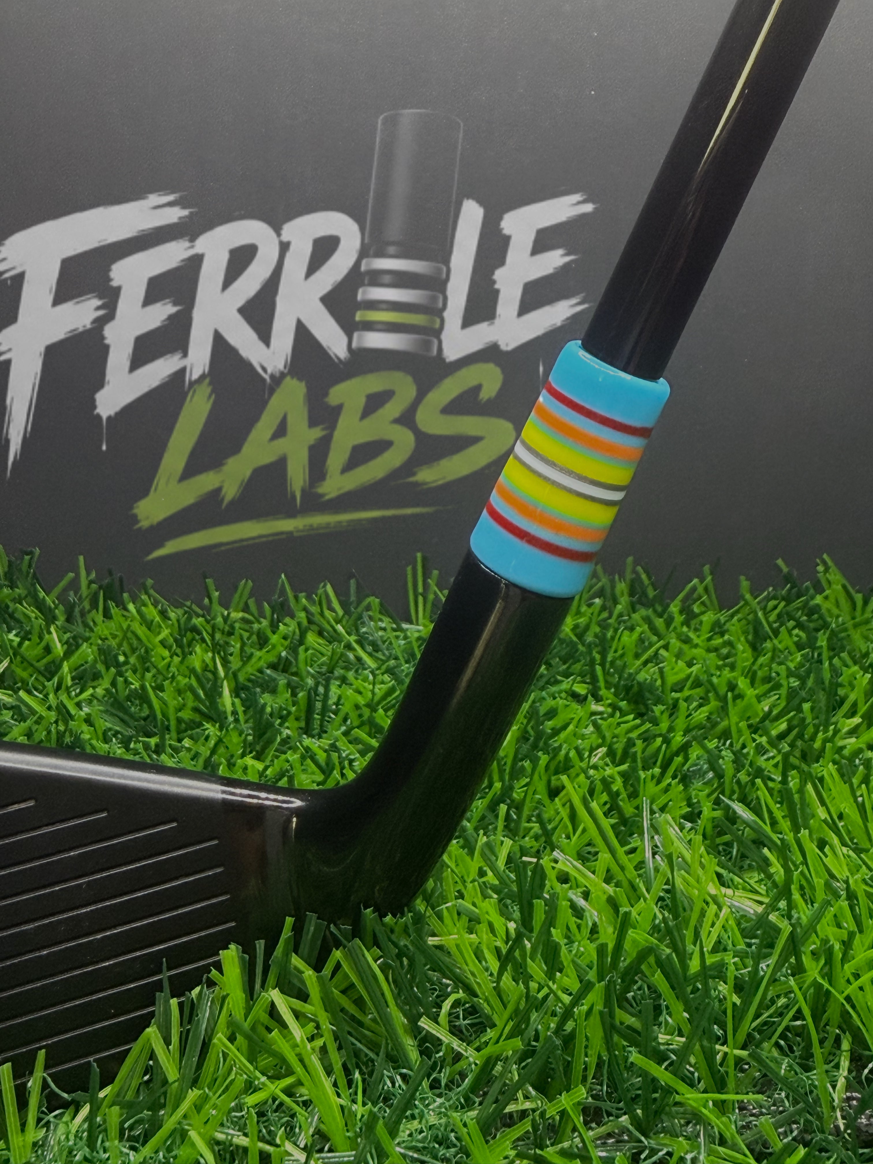 Beach Cruiser custom golf ferrule, light blue yellow orange red white