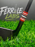 Fire in the Hole custom golf ferrule, red white black
