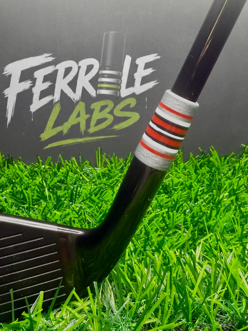 Redline Rush custom golf ferrule, red white silver black