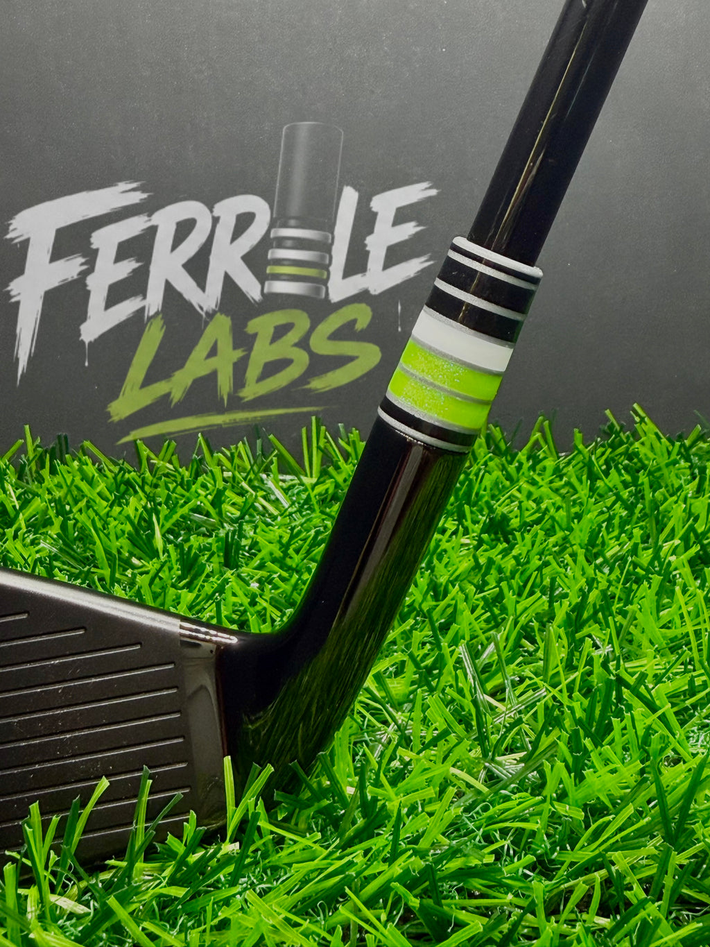 Live Wire custom golf ferrule, black white lime green silver