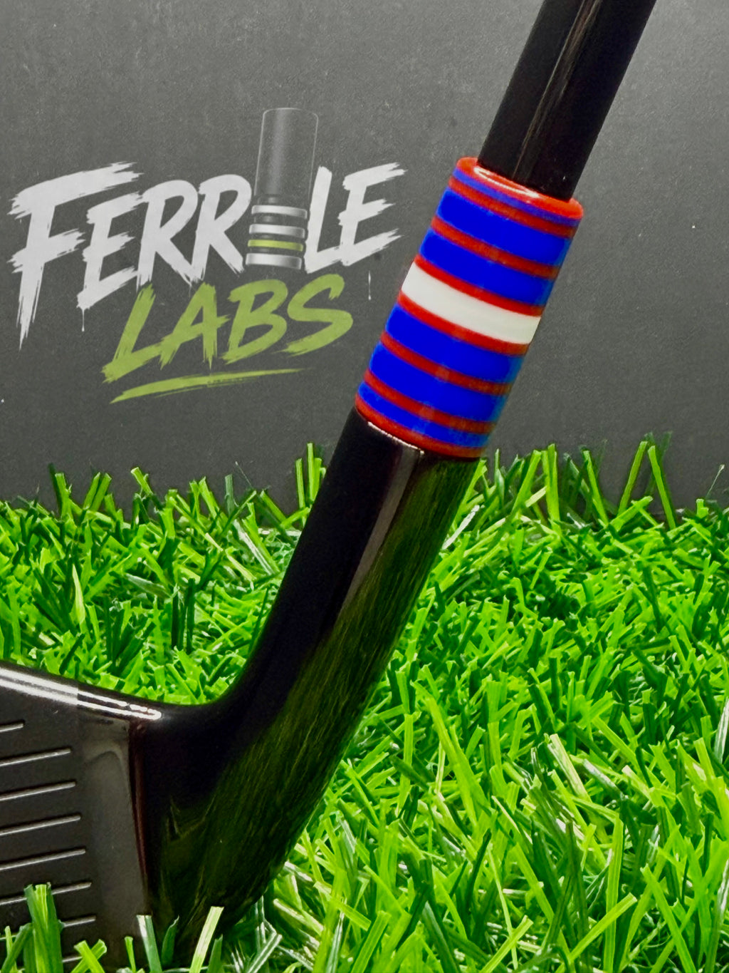 Thunderstrike custom golf ferrule, blue red white