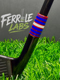 Thunderstrike custom golf ferrule, blue red white