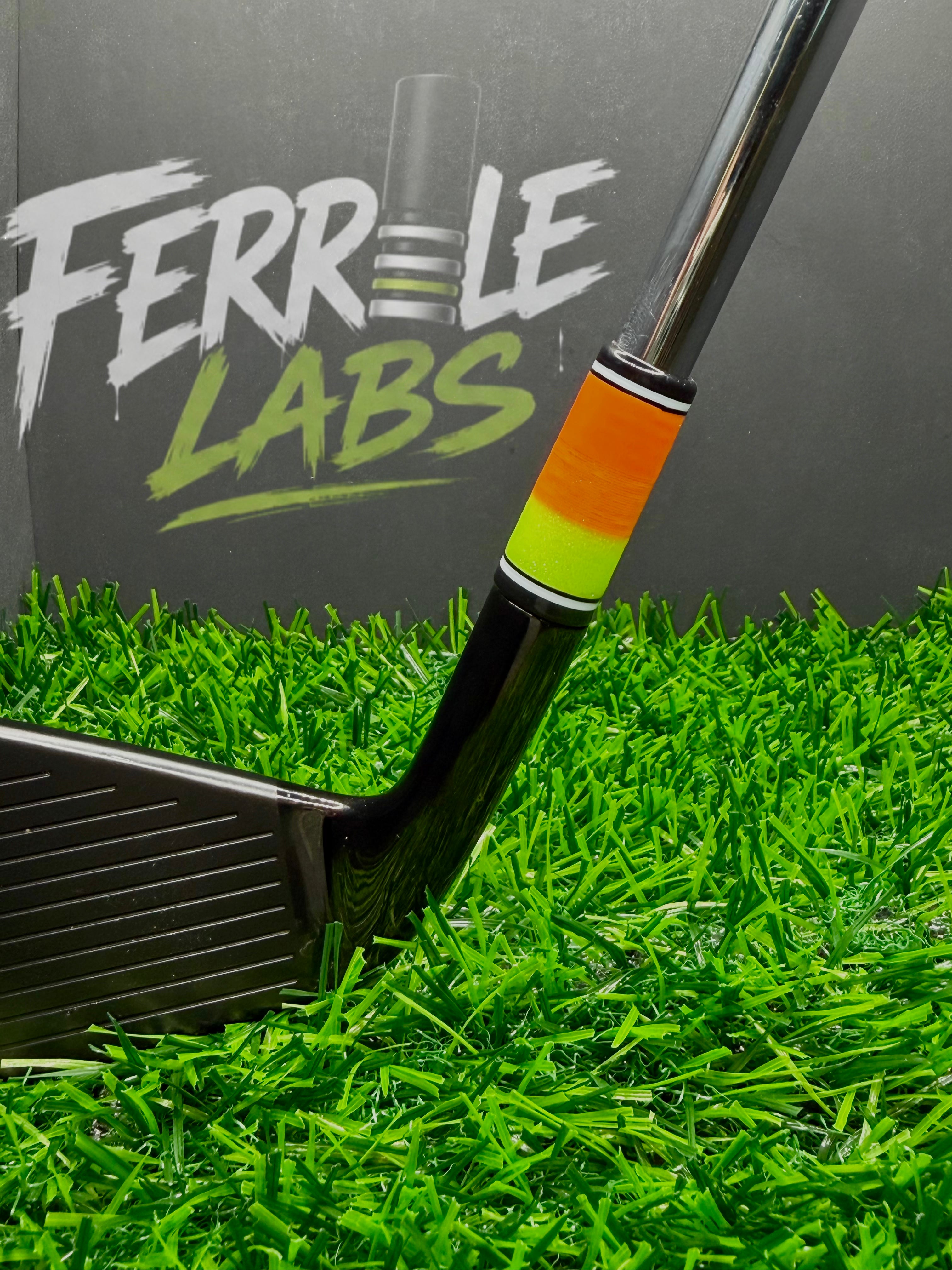 Surge custom golf ferrule, orange lime green black white
