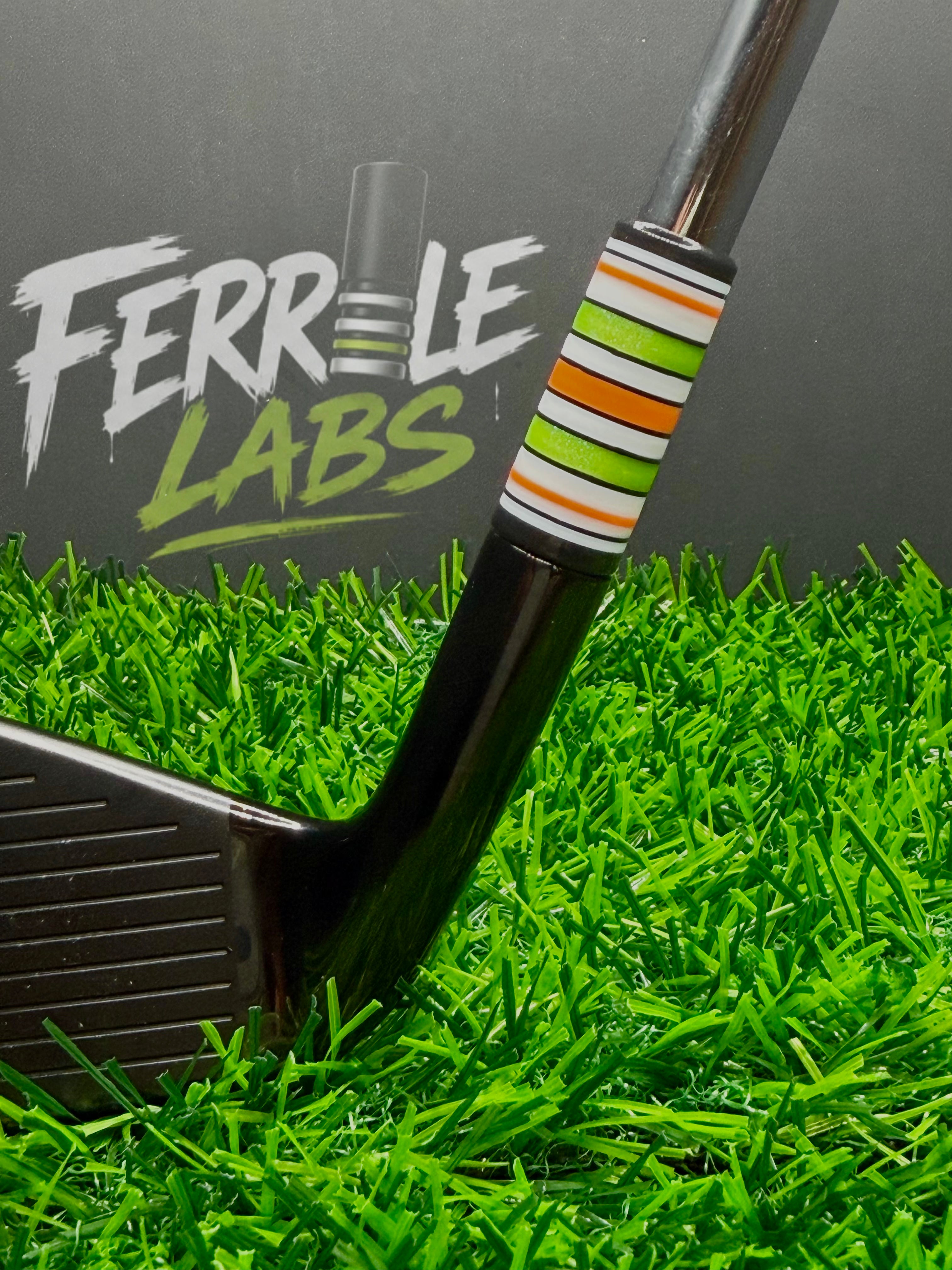 Orchard custom golf ferrule, white lime green orange black
