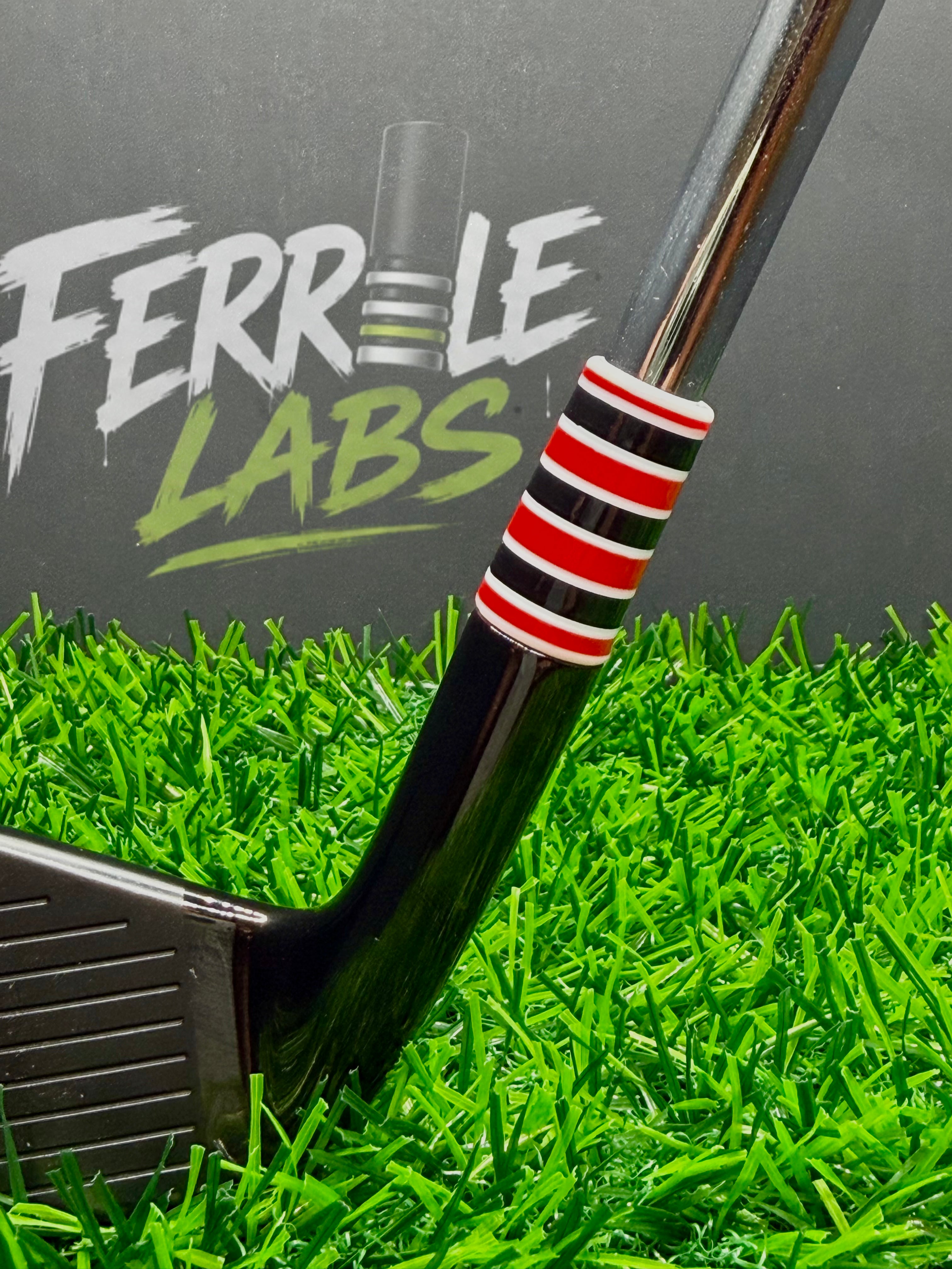 Cherry Bomb custom golf ferrule, red black white