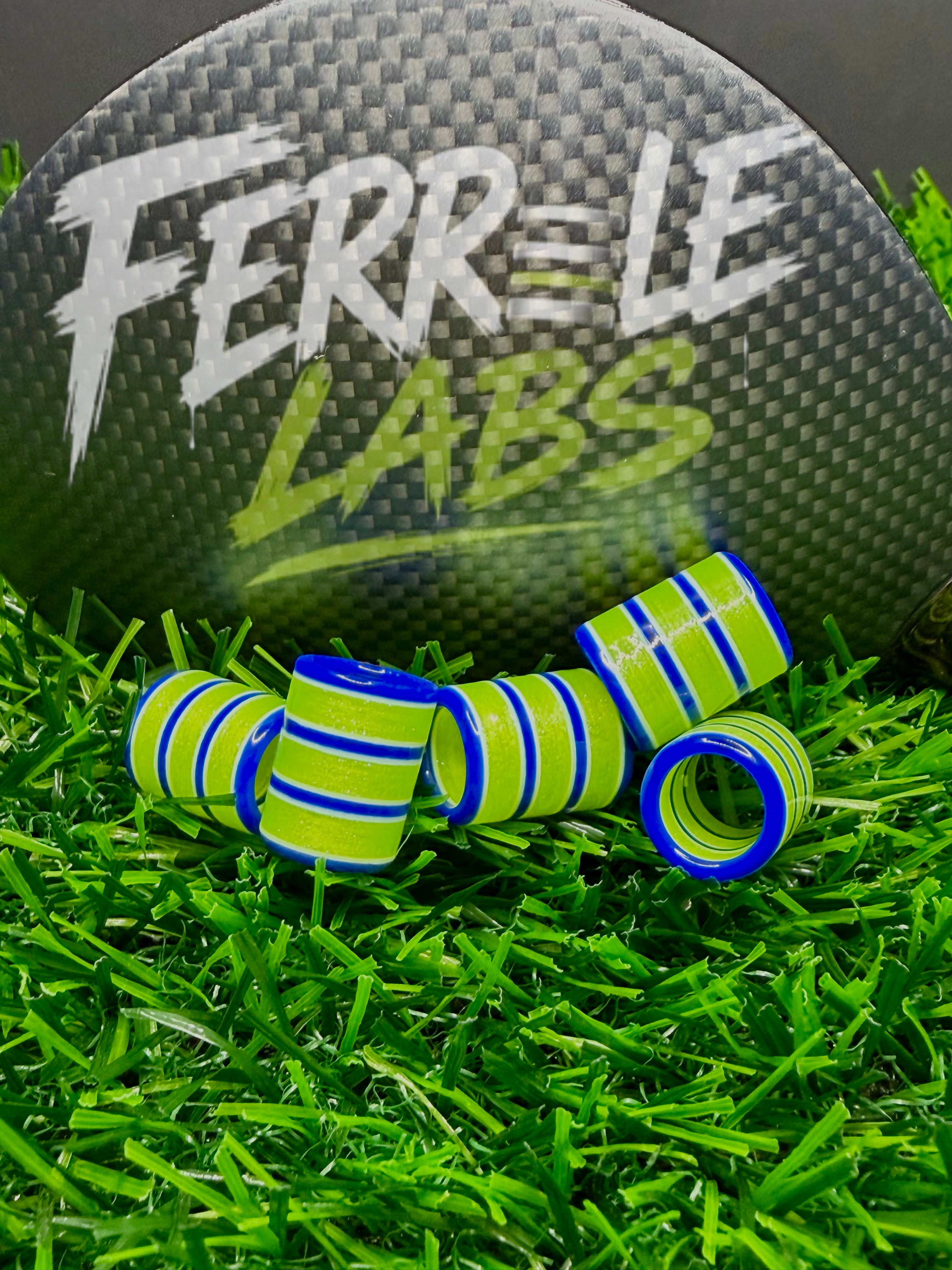 Loudmouth .335" custom golf ferrule, lime green blue