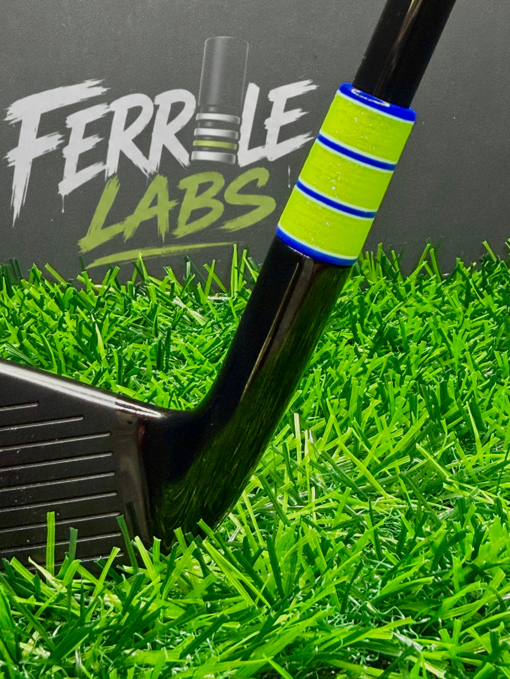 Hypercharge custom golf ferrule, lime green blue