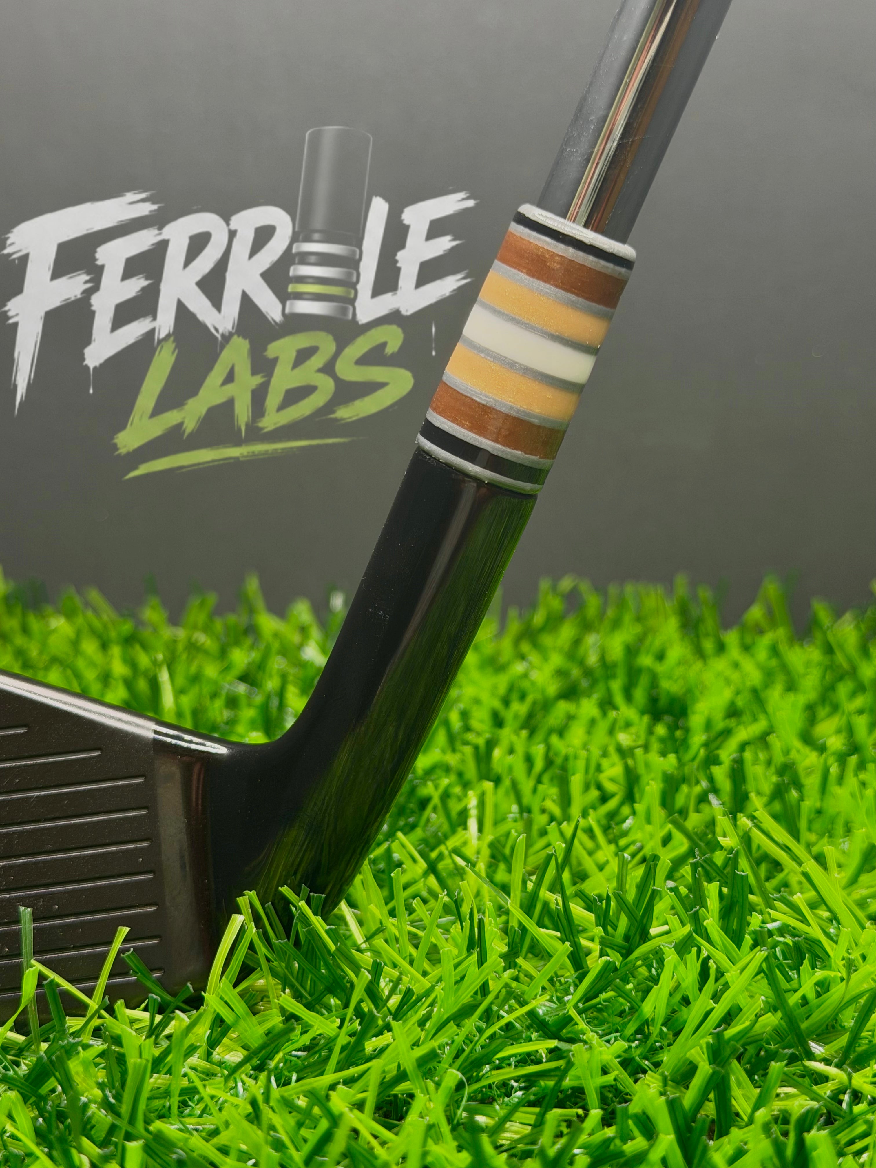 Old West custom golf ferrule, brown tan white black