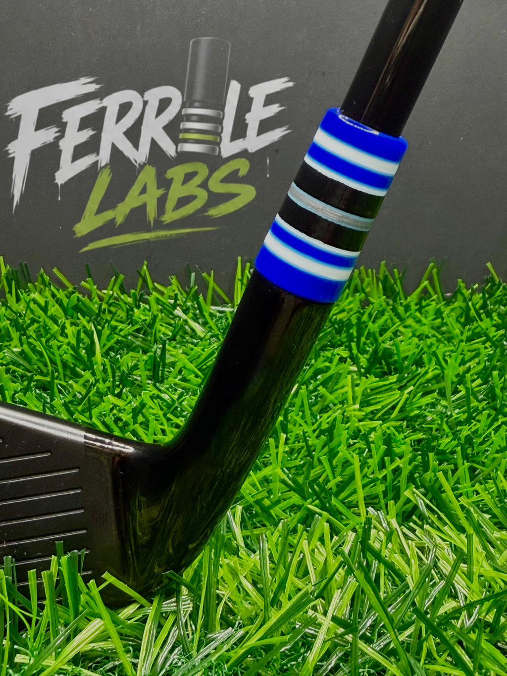 Pit Lane custom golf ferrule, blue white black