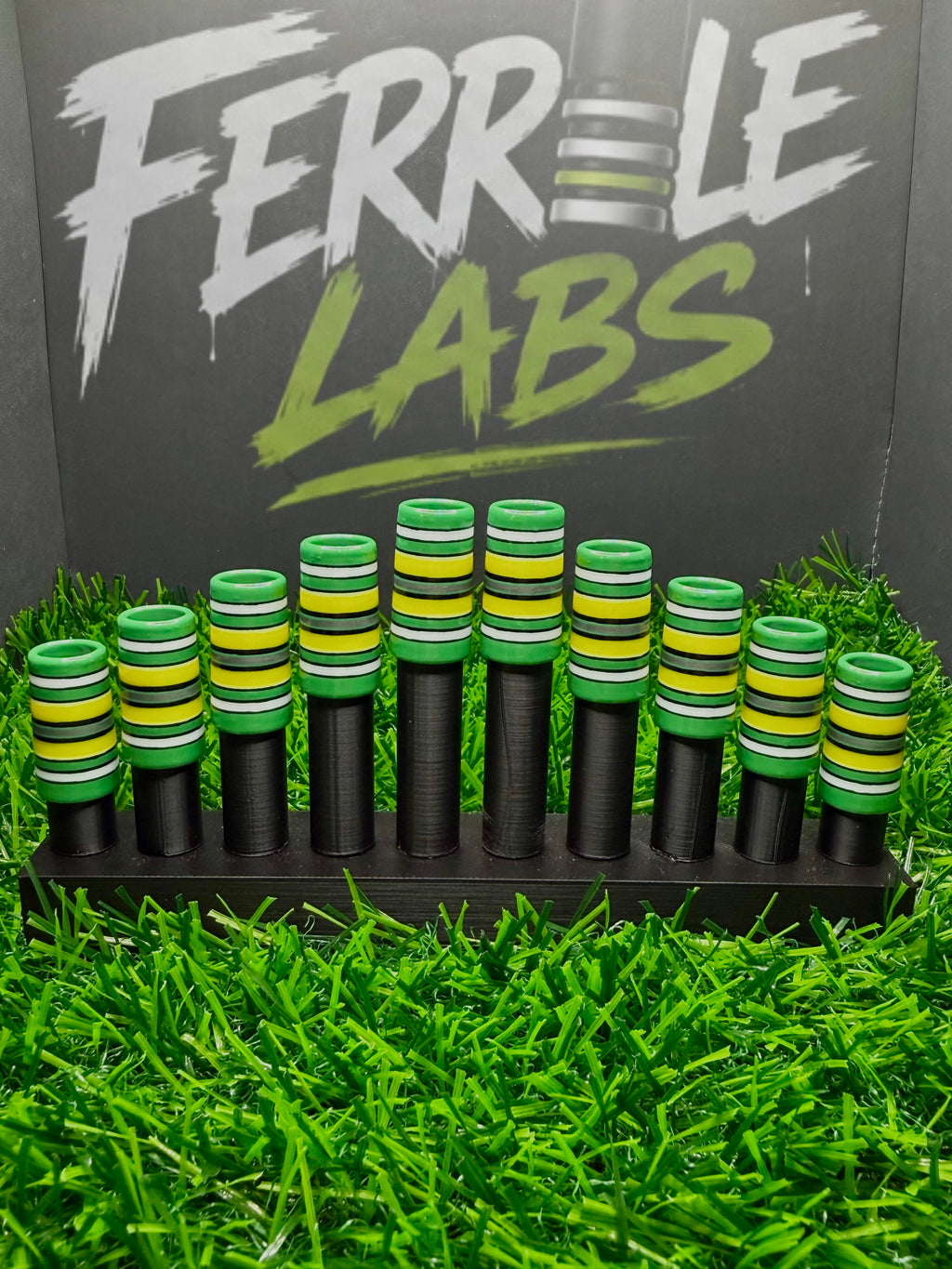 Chip Shot 1” custom golf ferrule, green yellow white black